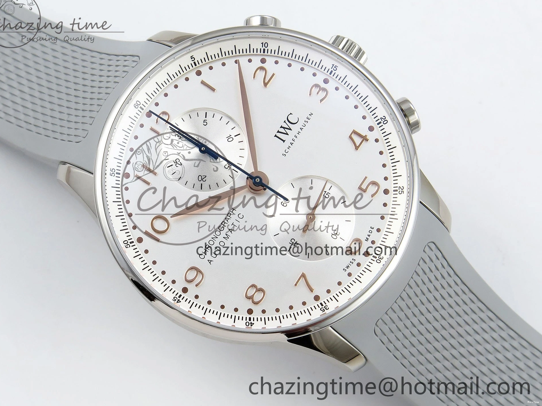 MIROTIME 1228 Portuguese Chrono IW3716 Z+F 1:1 Best Edition White Dial on Gray Rubber Strap A WrinkleFree 7014